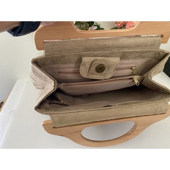 Dalmatian Shih Tzu Dog Beaded Tapestry Faux Velour Handbag Bag Wood Stud Handles - Picture 7 of 16